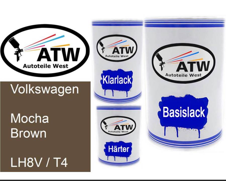 Volkswagen, Mocha Brown, LH8V / T4: 500ml Lackdose + 500ml Klarlack + 250ml Härter - Set, von ATW Autoteile West.